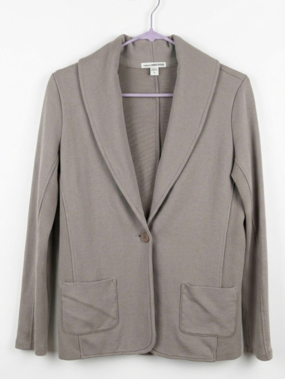 James Perse Single Button Cotton Knit Blazer Beige Size 3/L Like New, SOFT!